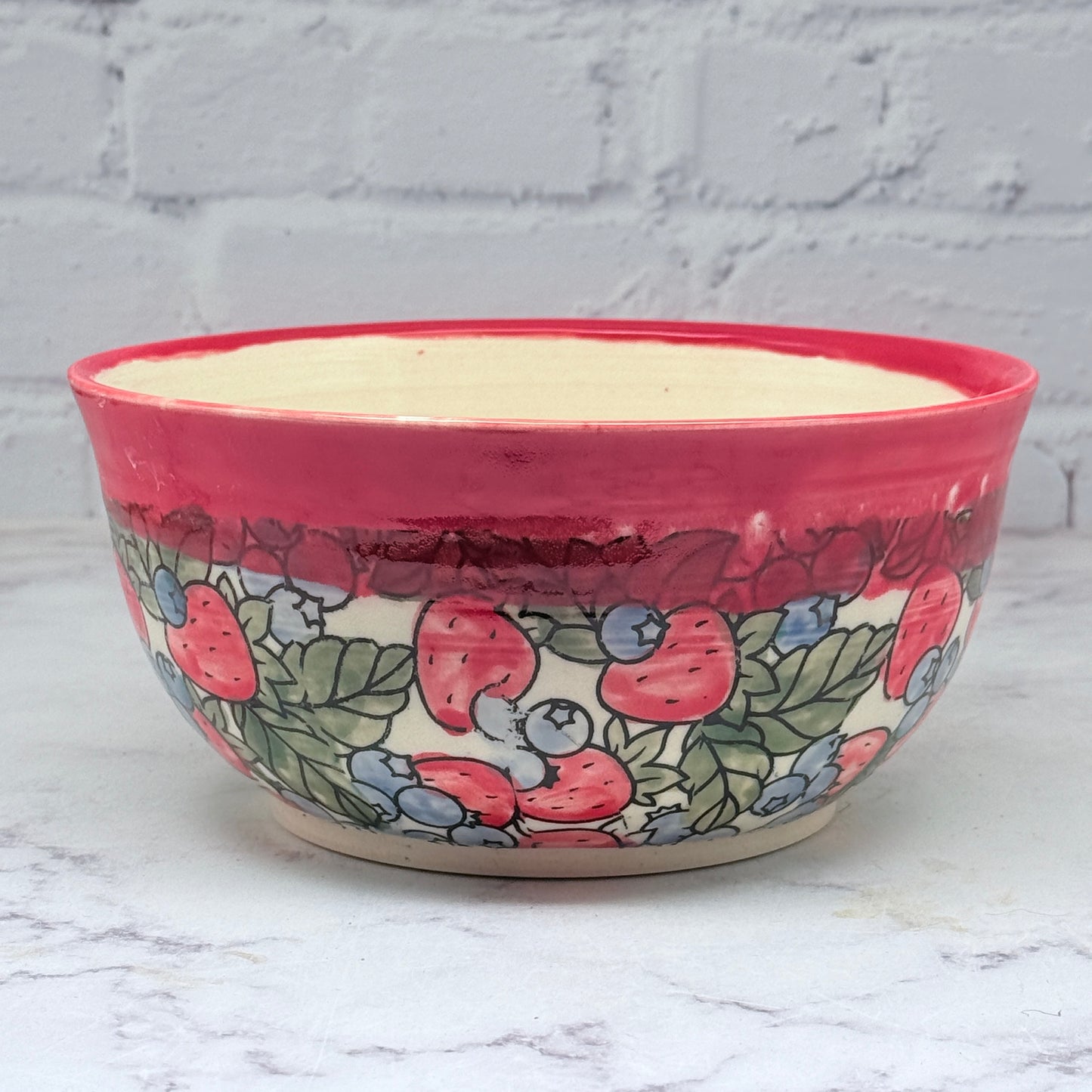 Red with Fruit Large Bowl 1