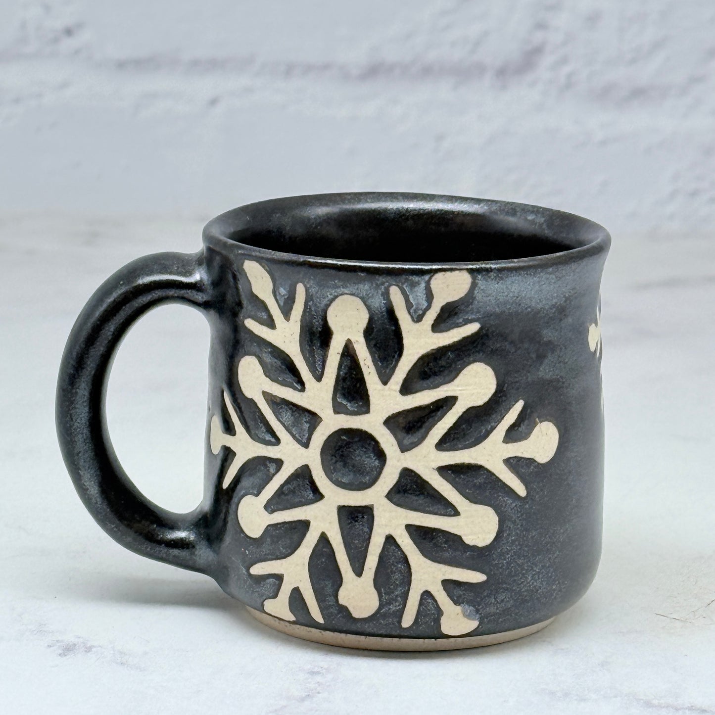 Black with Snowflakes Espresso Mug 5