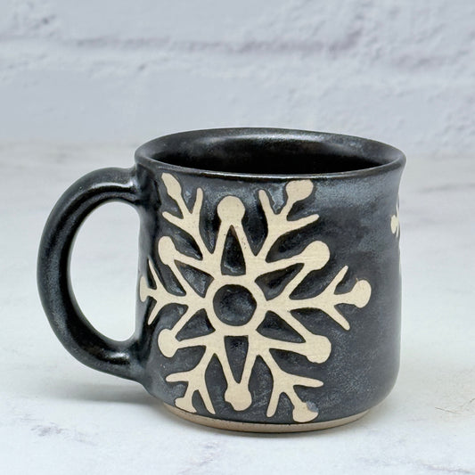 Black with Snowflakes Espresso Mug 5