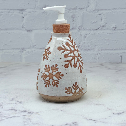 Speckled White with Snowflakes Soap Dispenser 1