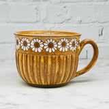 Carved Gold with White Daisies Soup Mug 2