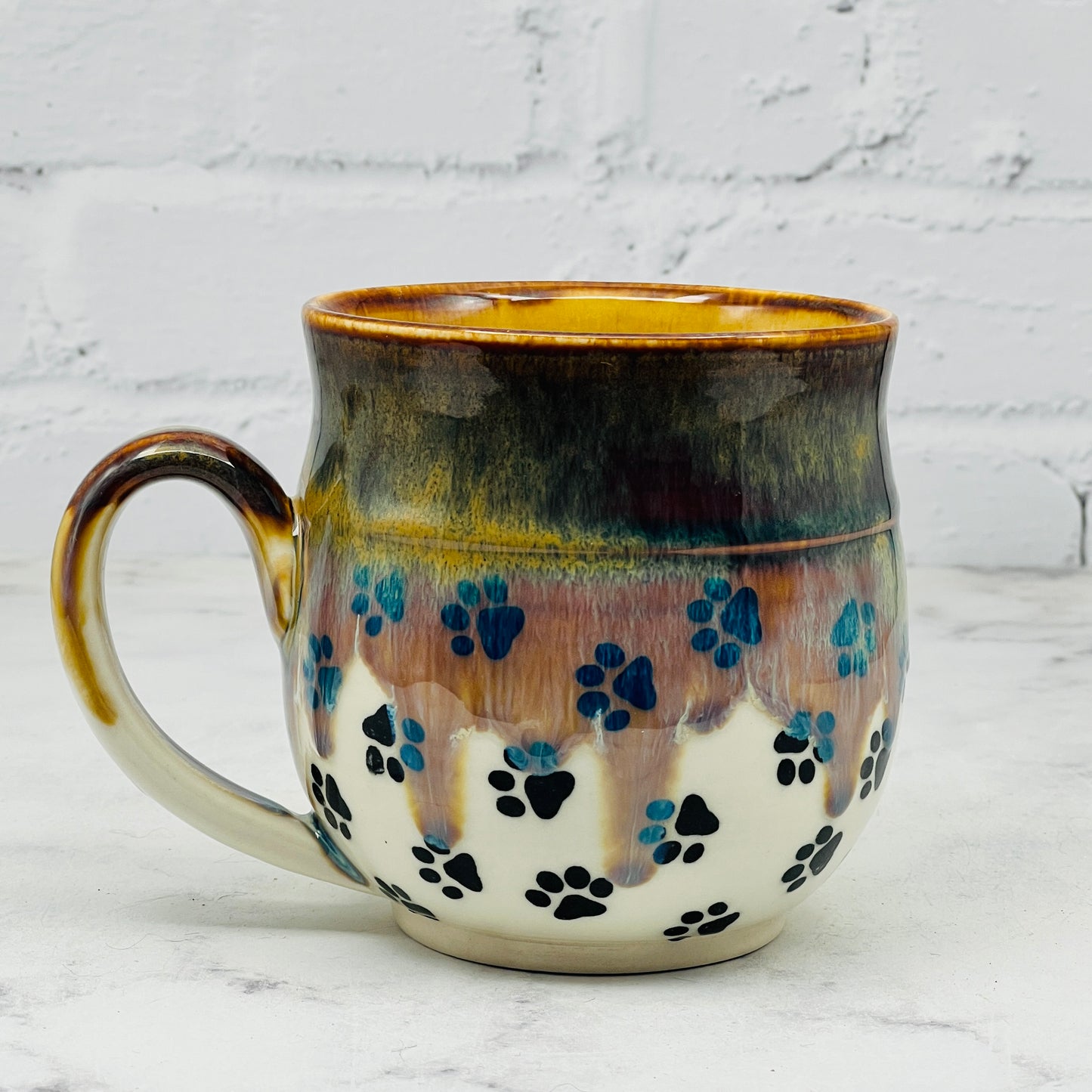 Brown with Black Paw Prints Mug