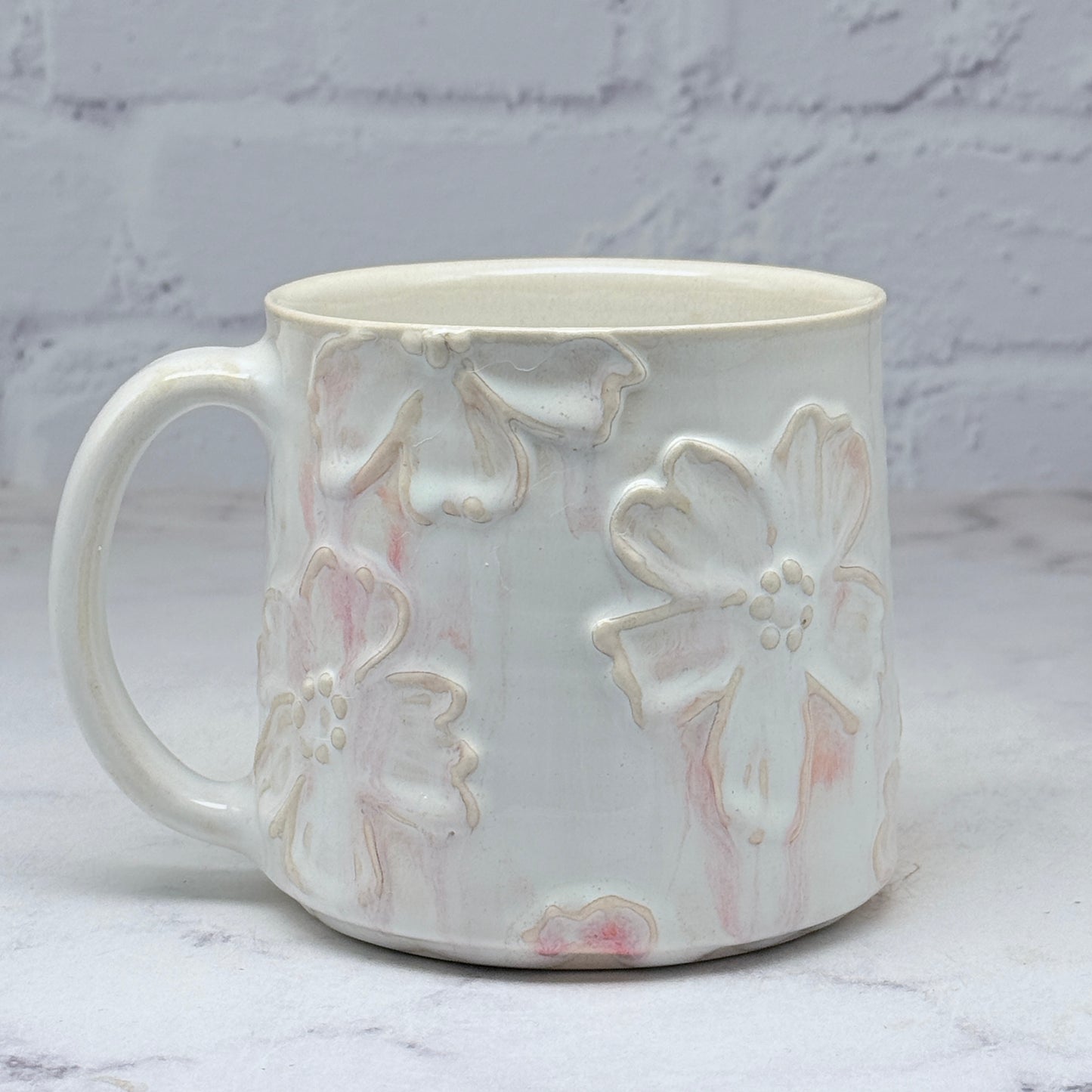Pink with Raised Flowers Mug 2