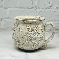 November Preorder Speckled White with Raised Snowflakes Mug