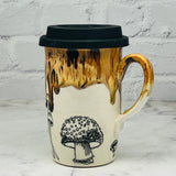 Tan with Mushrooms Travel Mug 1