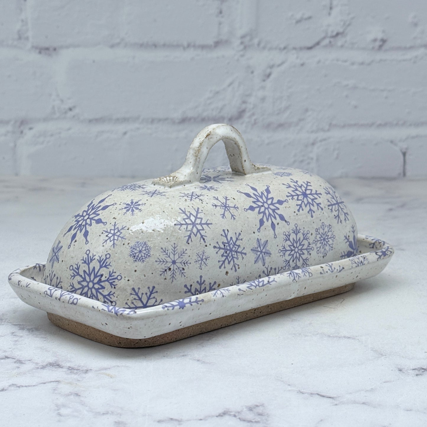 Blue Snowflakes Butter Dish