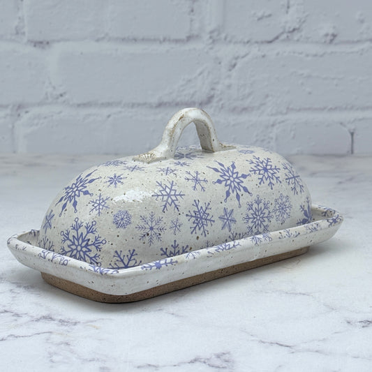 Blue Snowflakes Butter Dish