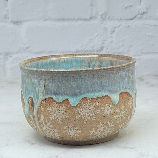 Light Blue with White Snowflakes Small Bowl 2