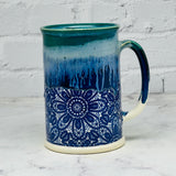 Teal with Blue Lace Tall Mug 2