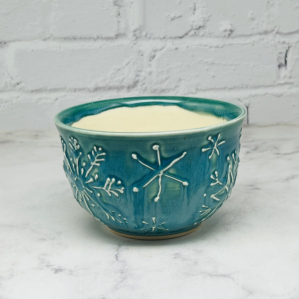 Teal with Raised Snowflakes Small Bowl