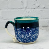 Teal with Blue Lace Teacup 1