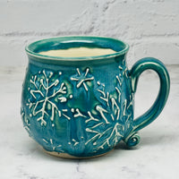 November Preorder Teal with Raised Snowflakes Mug