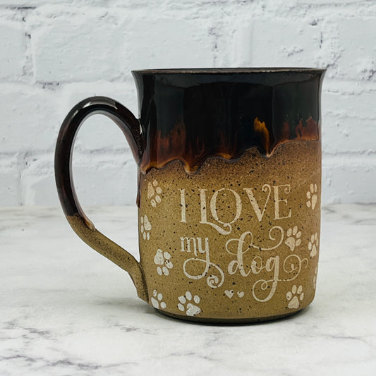 Brown with White Paw Prints Mug 1