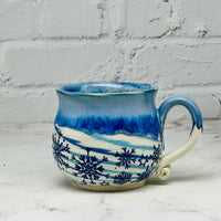 Blue Snowflakes Marbled Teacup 1