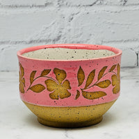 Pink with Flowers Small Bowl