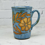 Blue with Flowers Tall Mug