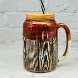 Rust Red with Woodgrain Straw Mug 2