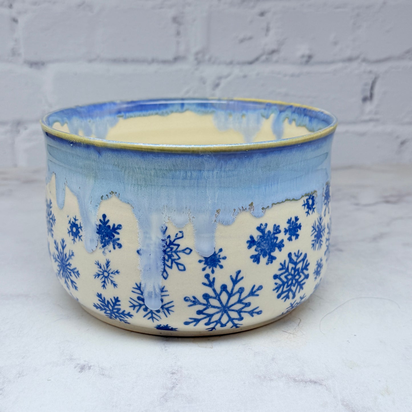 Blue with Snowflakes Large Bowl
