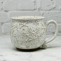 White with Raised Snowflakes Mug 5