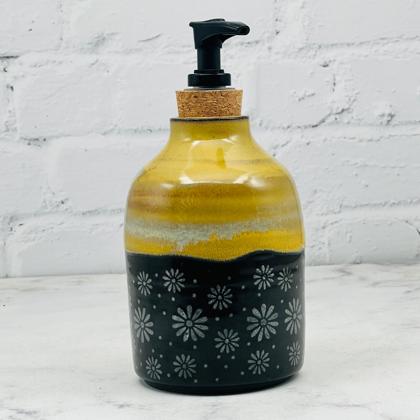 Gold with Daisies Soap Dispenser