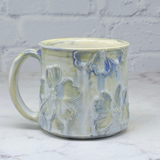 Light Blue with Raised Flowers Mug 1