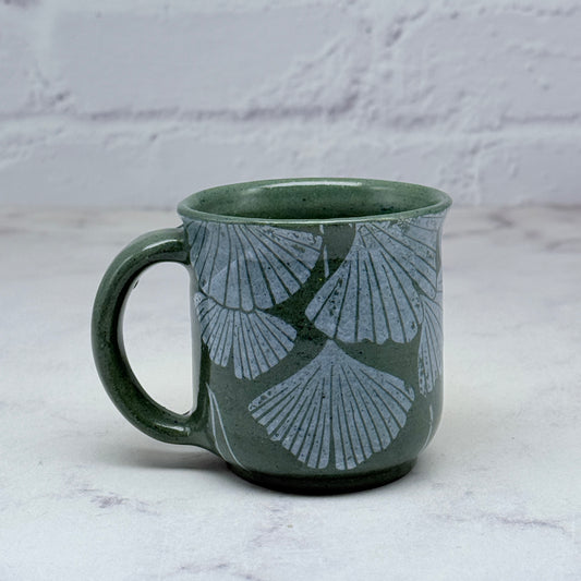 Dark Green with White Gingko Espresso Mug 2