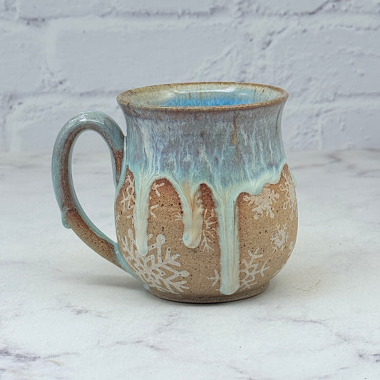 Light Blue with White Snowflakes Small Mug 2