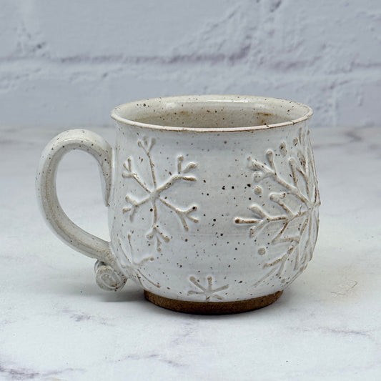 White with Raised Snowflakes Teacup 2