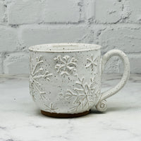 White with Raised Snowflakes Teacup 1