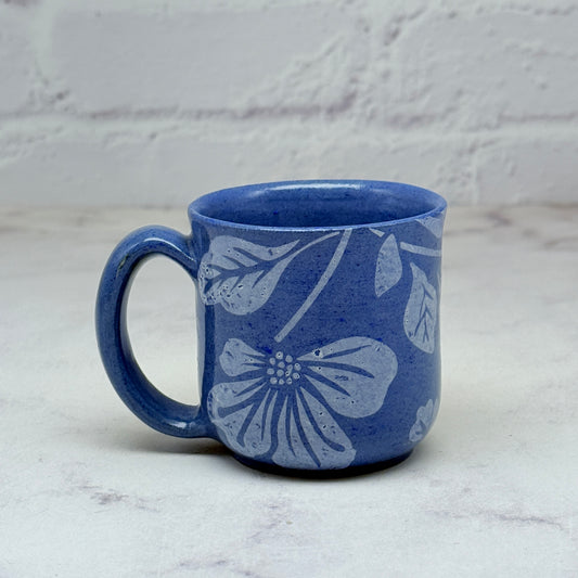 Blue with White Flowers Espresso Mug 5