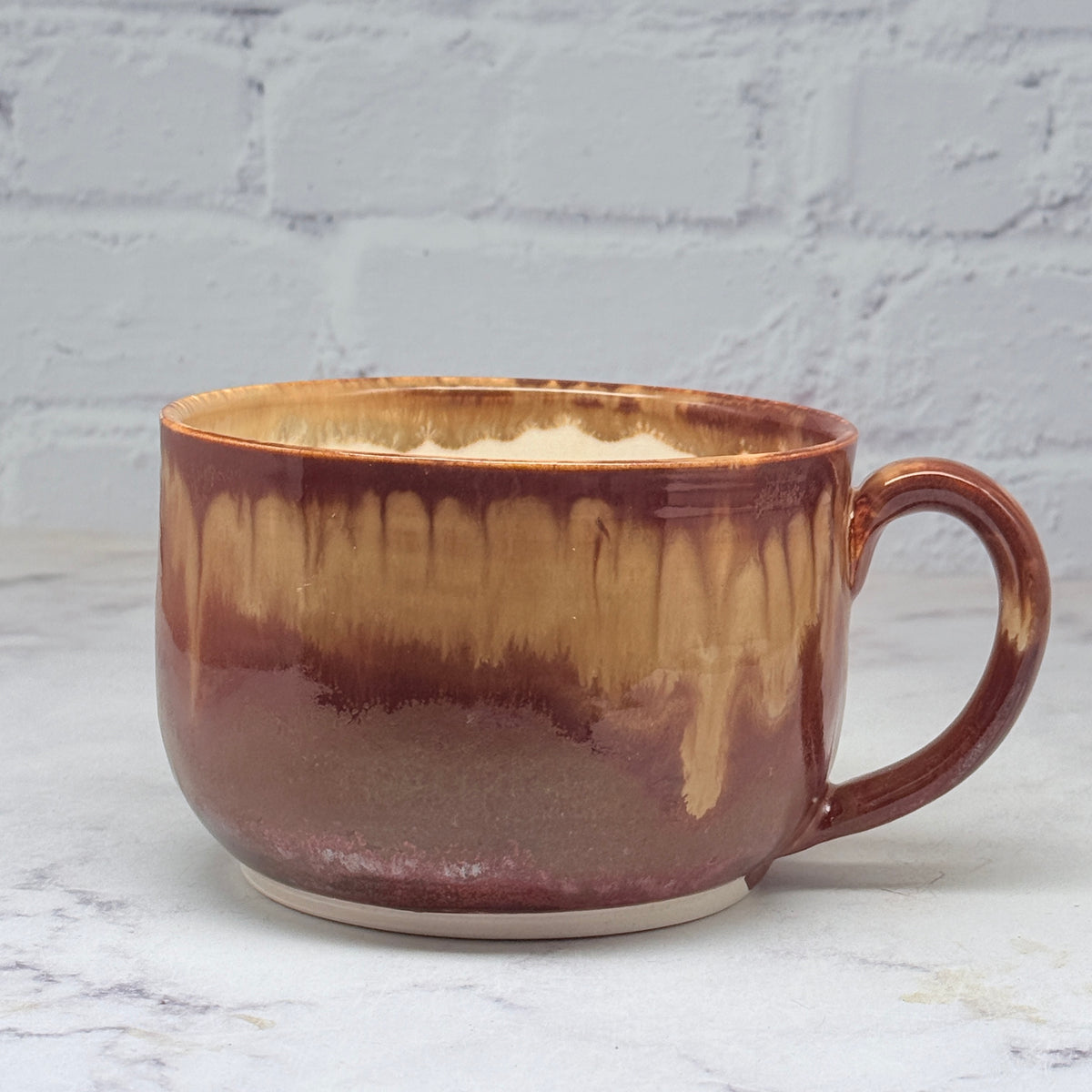 Sgraffito Fall Leaves Cafe Mug 1