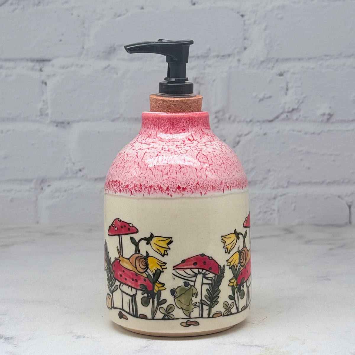 Red with Mushrooms Soap Dispenser