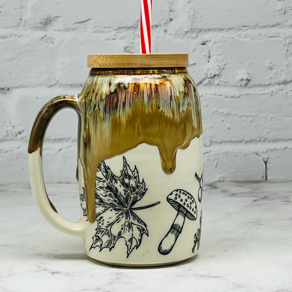 Copper with Fall Foliage Straw Mug