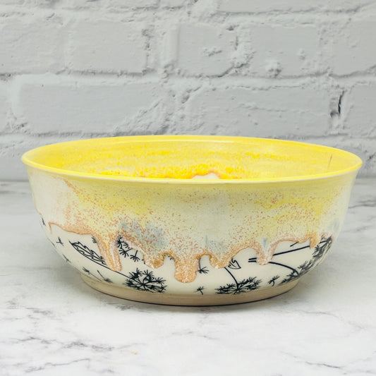 Yellow with Dandelions Large Bowl