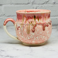 Pink with Pink Lace Cafe Mug 1