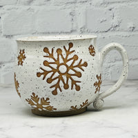 Speckled White Snowflakes Cafe Mug 1