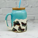 Turquoise with Butterflies Straw Mug