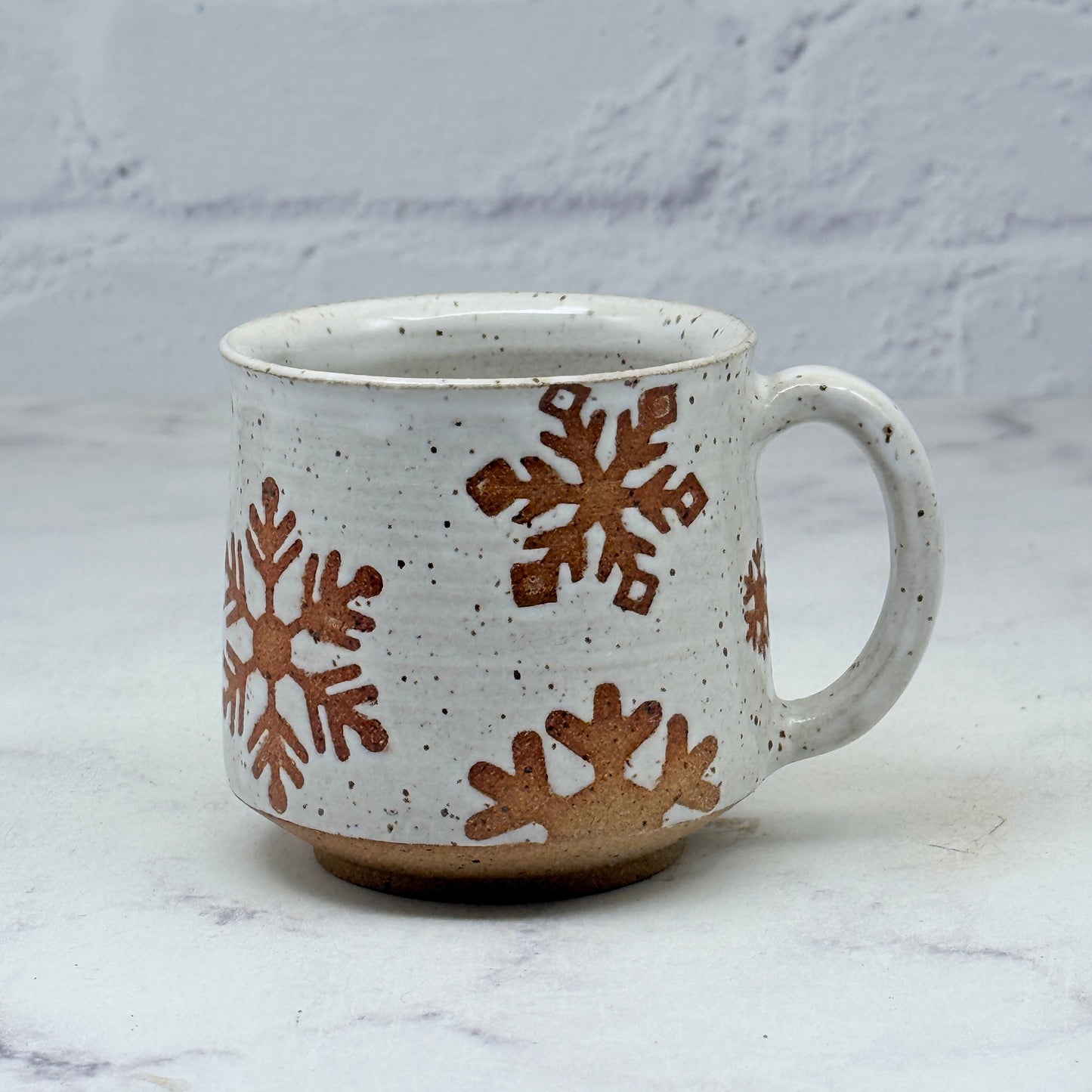 Speckled White with Snowflakes Teacup 5