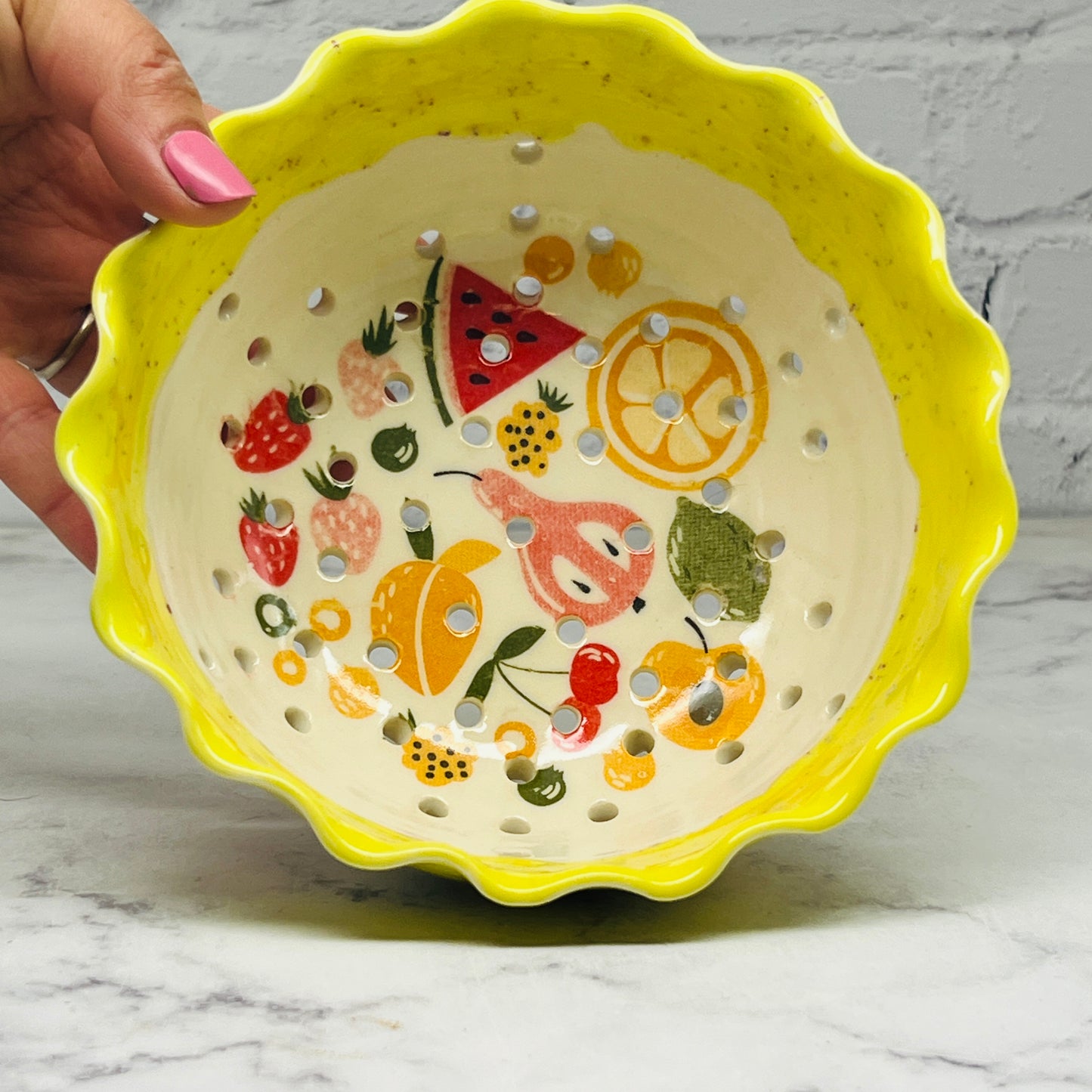 Yellow with Fruit Berry Bowl