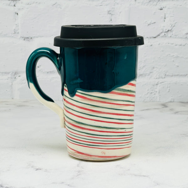 Teal Peppermint Marbled Travel Mug 1