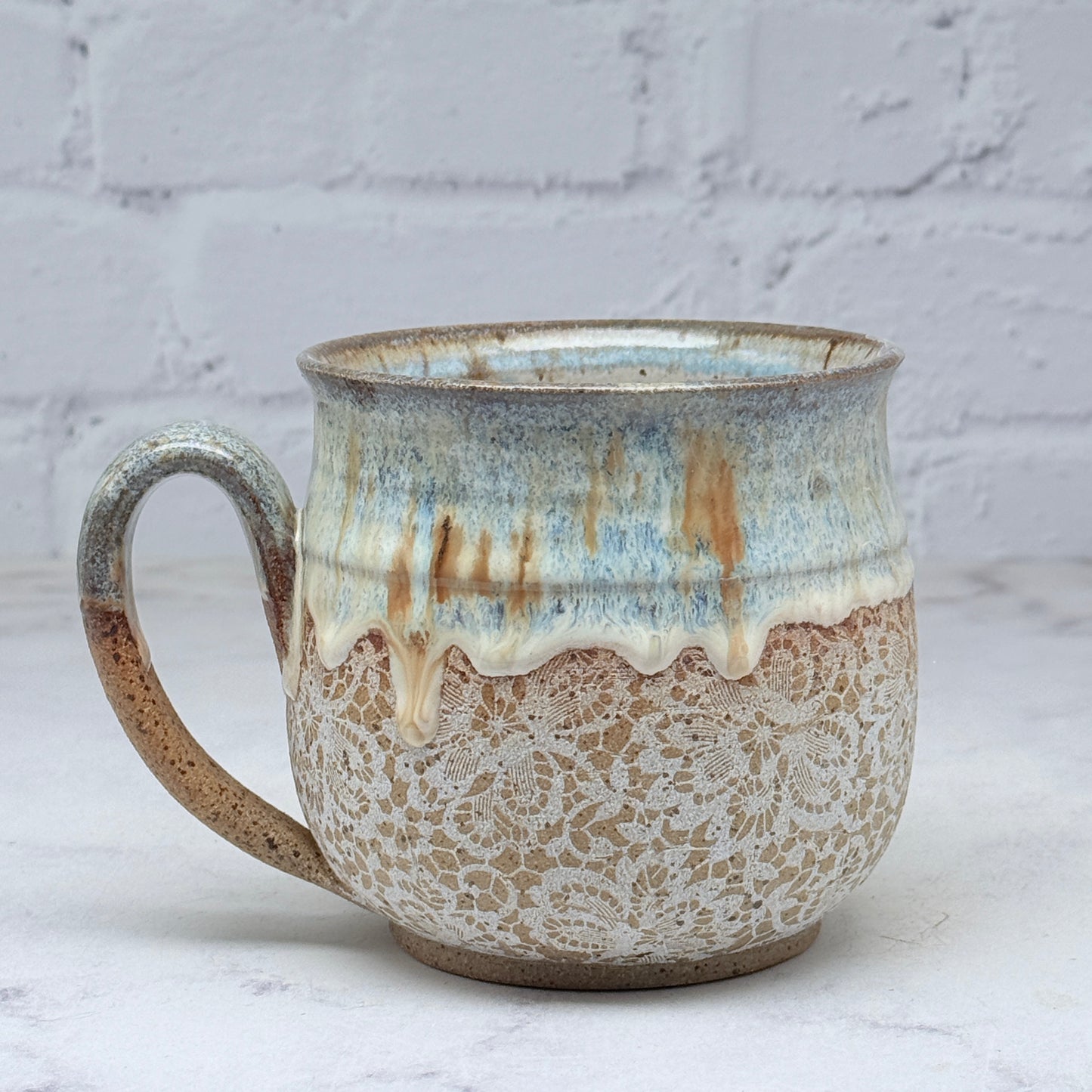 Blue with White Lace Mug 2