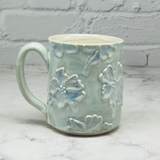 January Preorder Light Blue with Raised Flowers Mug