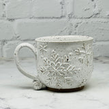 White with Raised Snowflakes Teacup 3