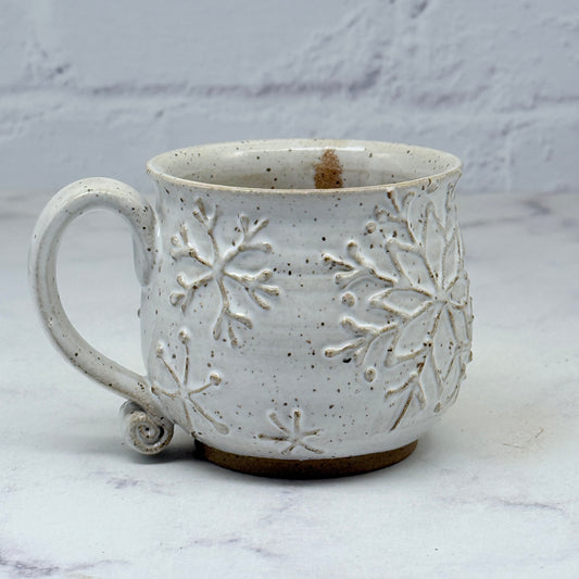 White with Raised Snowflakes Teacup 4