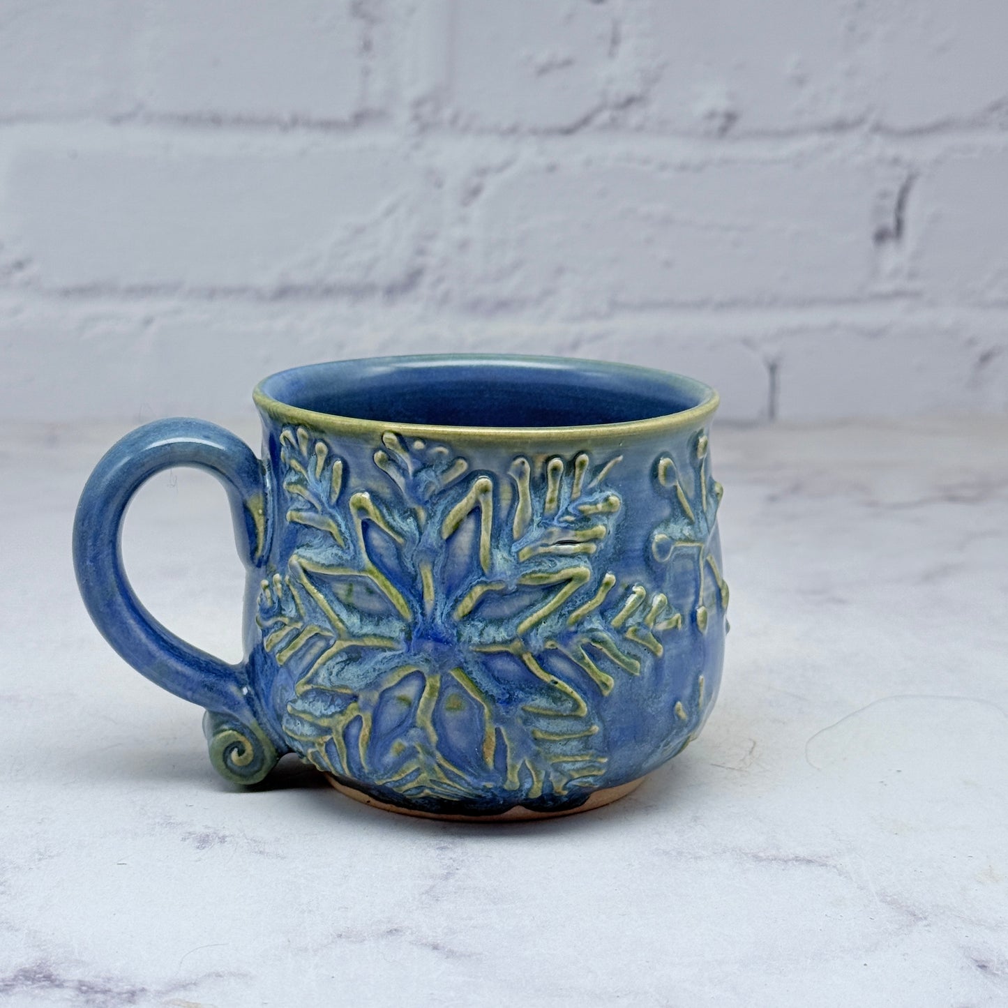 Light Blue with Raised Snowflakes Teacup 2