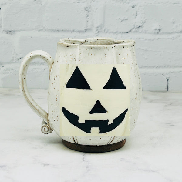 October Speckled White Jack-o-Lantern Mug Preorder