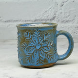 Blue Raised Snowflakes Espresso Mug 2