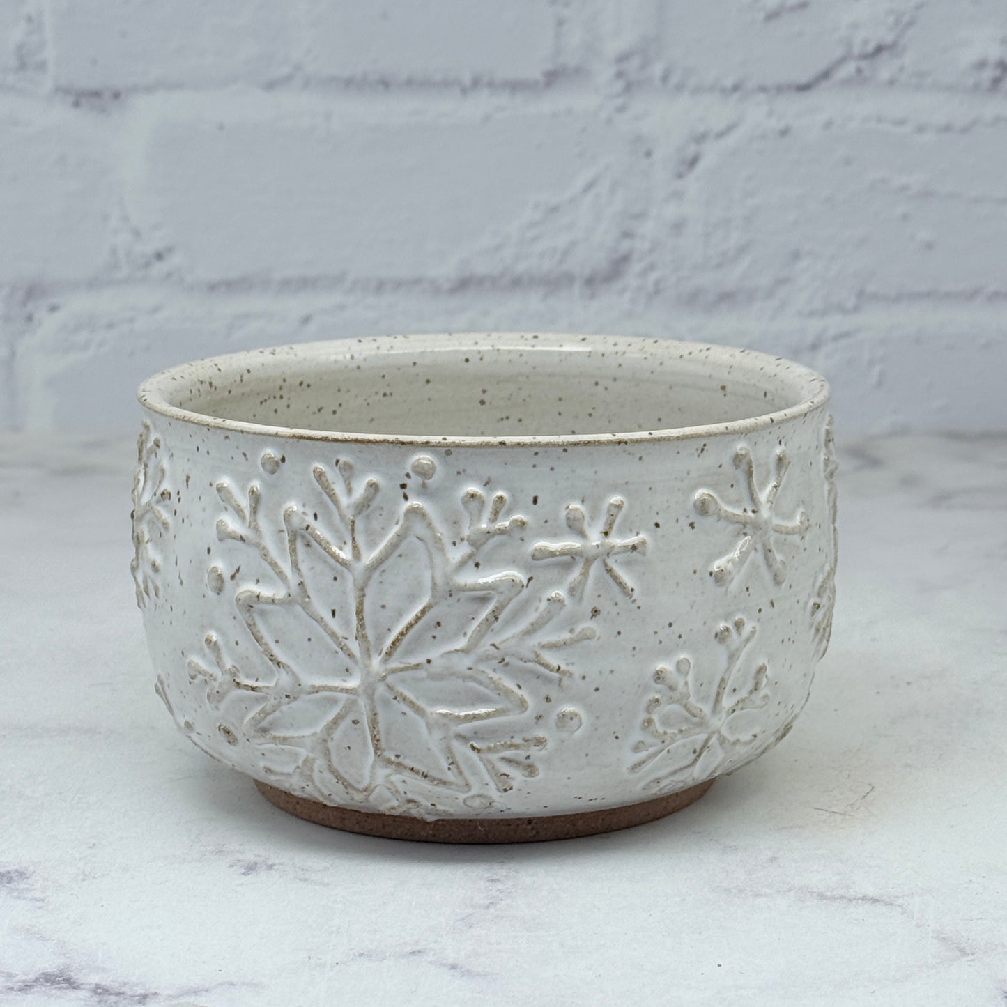 White with Raised Snowflakes Small Bowl 2