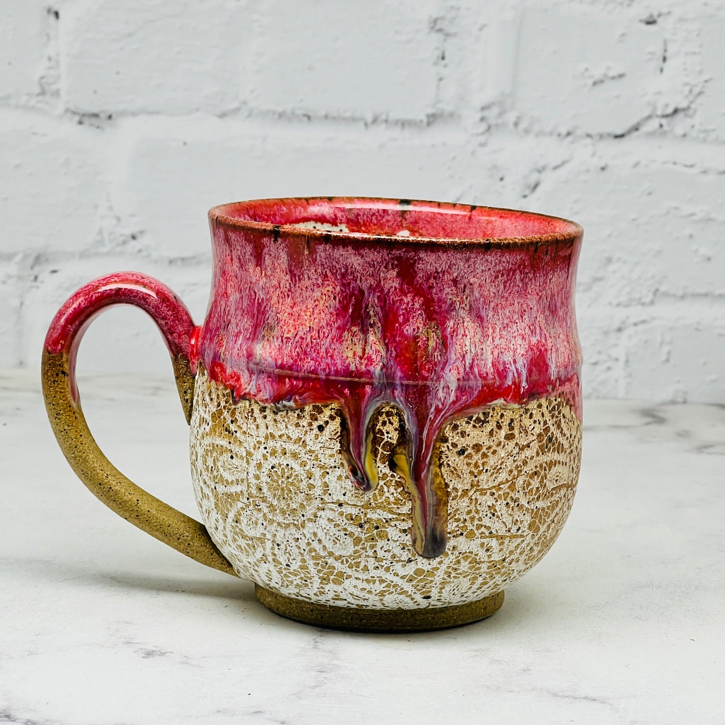 Pink with White Lace Mug