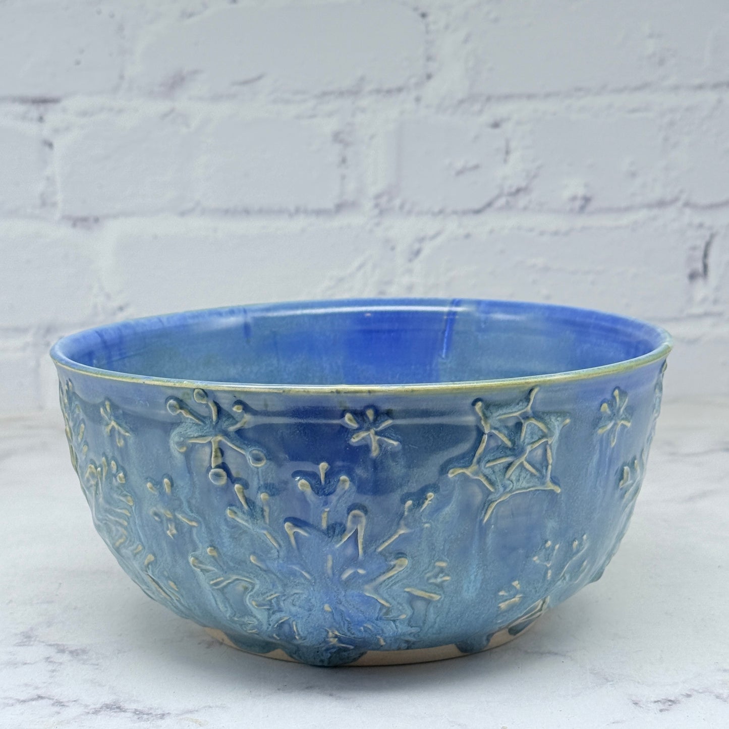 Light Blue with Raised Snowflakes Large Bowl